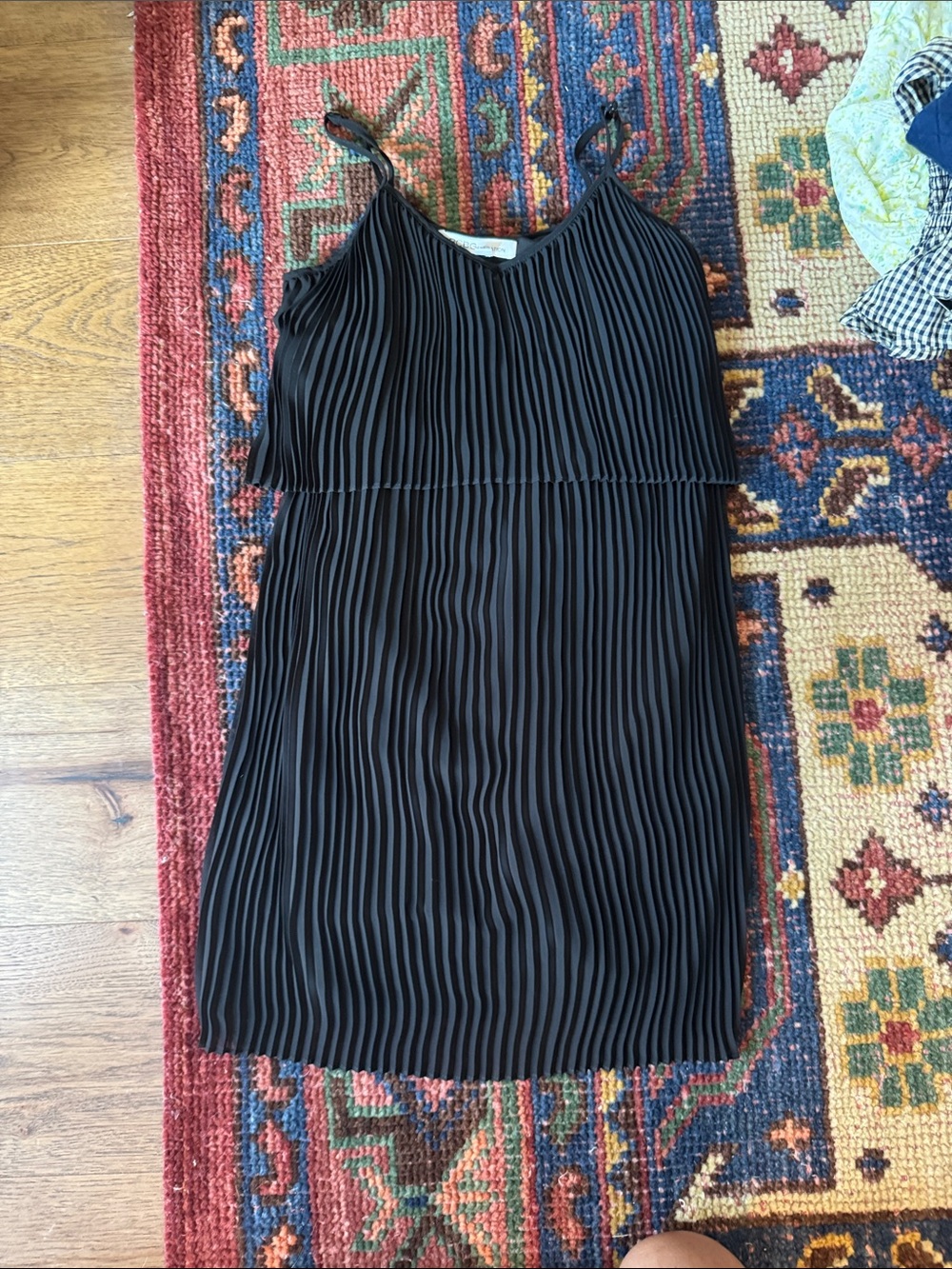 BCBGeneration Black Pleated Slip Dress